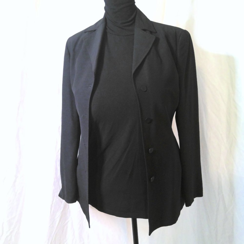 Oltre Black Single Button Wool Blazer Italy M/10